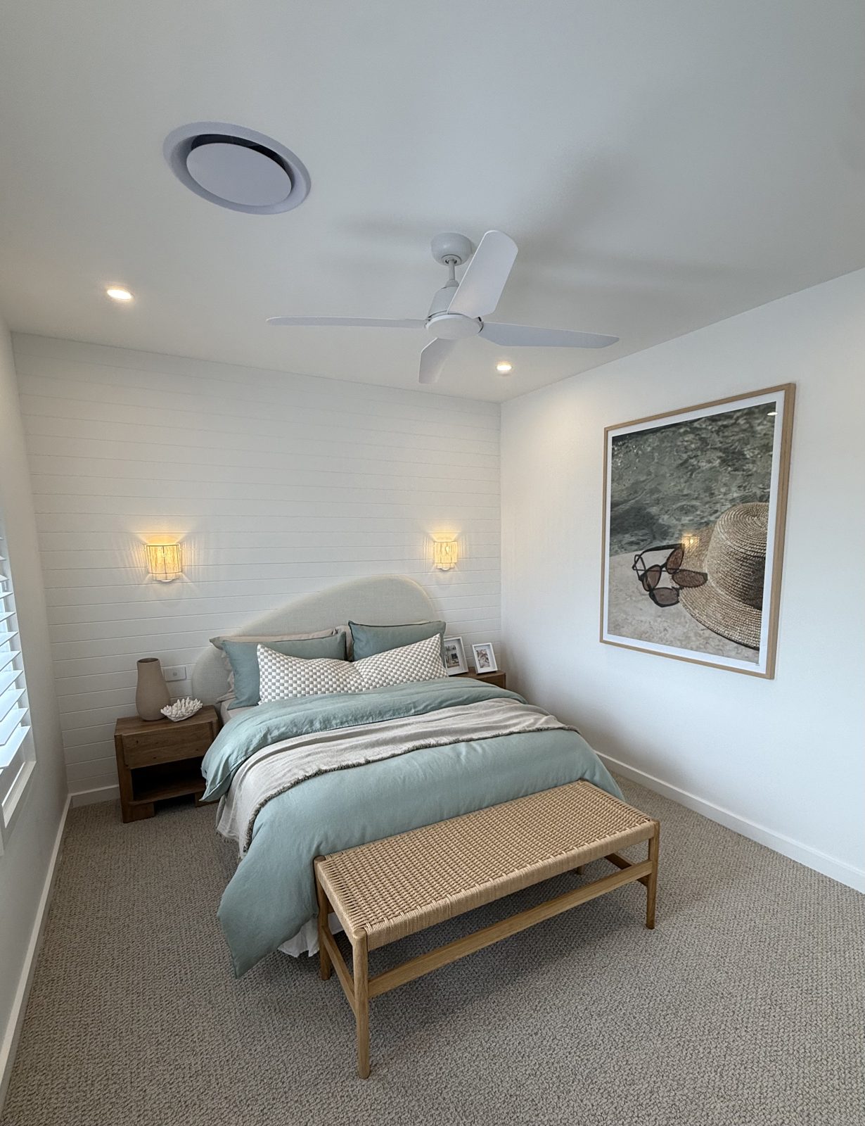 Bedroom fan with downlights